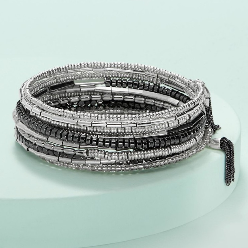Stella & Dot Celine Wrap Bracelet Silver